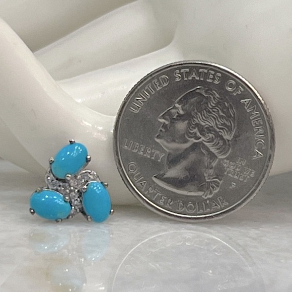 Arizona Sleeping Beauty Turquoise Cambodian Zircon Sterling Silver Stud … - Picture 11 of 11